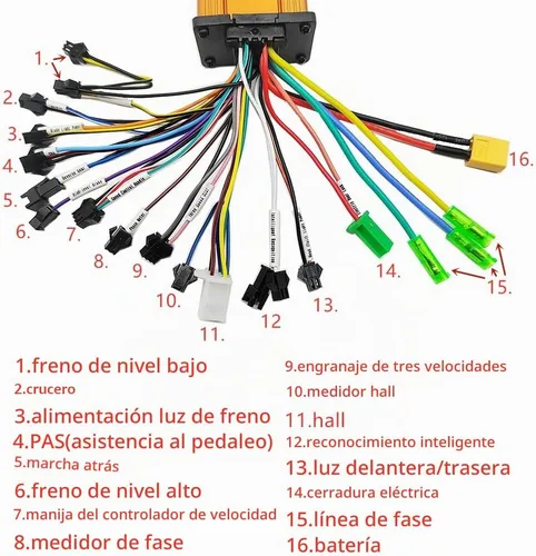 Vista 5 de Universal 24V 36V 48V 60V 250W 350W 10A 15A 20A BLDC Controlador sin escobillas para motor DC Drushless