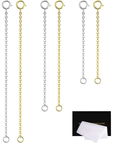Vista 27 de Extensores de collar para mujer, extensor de pulsera de oro, extensión de joyería de cadena dorada para tobillera para mujer, juego de 2 piezas
