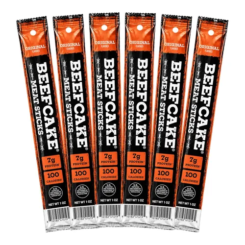 Vista 10 de Beefcake Jerky Barras de carne seca de jalapeño y miel, bocados proteicos de calor dulce, 9g de proteína, 3 barras