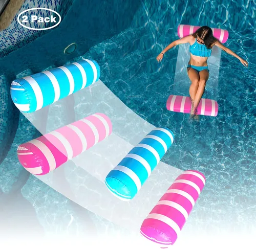 Vista 10 de Flotadores inflables para piscina, hamaca de agua de tamaño adulto, balsas de piscina, sillas flotantes, flotadores de piscina multiusos 4 en 1
