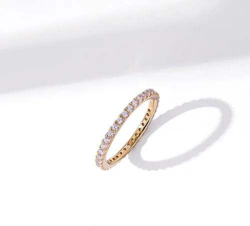 Vista 33 de Amazon Essentials Anillo de plata de ley chapada en platino o oro con circonita cúbica redonda de elementos infinitos