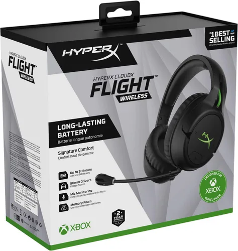 Vista 6 de HyperX CloudX Flight Wireless Gaming Headset, Official Xbox Licensed, Compatible with Xbox One and Series XS, Game and Chat Mixer, Memory Foam