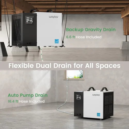 Vista 5 de Waykar Deshumidificador de 70 Pintas Energy Star para Espacios de Acceso Restringido con Bomba, Deshumidificador Comercial para Sótanos y Hogar