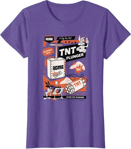 Vista 17 de Looney Tunes Wile E. Coyote - Camiseta de émbolo TNT, Blanco, S