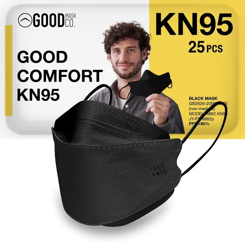 Vista 8 de Good Mask Co. Good Comfort KN95 - Mascarilla facial KN95 desechable, plegable, eficiencia de filtro del 95 %, máscaras faciales cómodas, máscaras