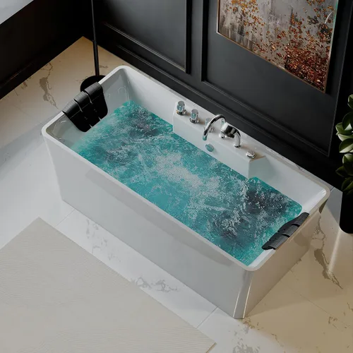 Vista 2 de Empava Bañera de hidromasaje independiente de 67 x 31.5 pulgadas, bañera de hidromasaje independiente de 560 W, 70 galones, rectangular, ideal