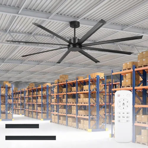Vista 17 de Ventilador de techo grande de 84 pulgadas sin luz, ventilador de techo negro con certificación ETL
