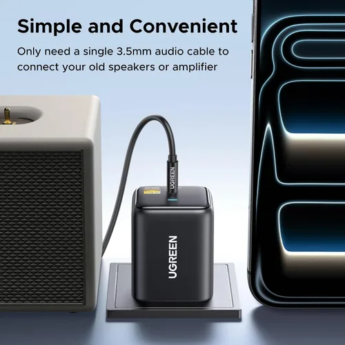 Vista 8 de UGREEN Adaptador de audio LDAC Bluetooth 6.0 para altavoces domésticos de TV, receptor Bluetooth de audio inalámbrico de alta resolución, añade