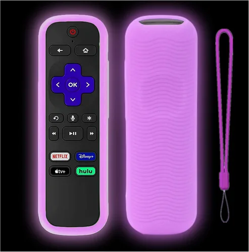 Vista 11 de Funda protectora de silicona para control remoto de Roku Funda universal para control remoto Roku de TCL Hisense con rastreador, luz en la Azul