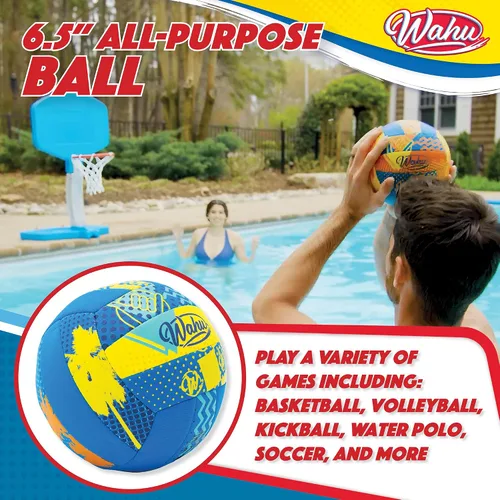 Vista 3 de Wahu 100% Waterproof All-Purpose Pool Ball for Beach Volleyball, Soccer, and More, 6.5" Round Water Ball for Beach and Pool Sports
