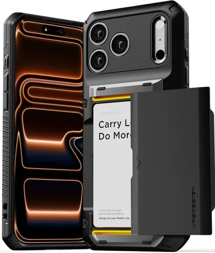 Vista 42 de VRS DESIGN Damda Glide Pro - Funda para iPhone 12 Pro Max, con [4 tarjetas] Premium Robusta [Semiautomática] Funda para tarjeta de crédito