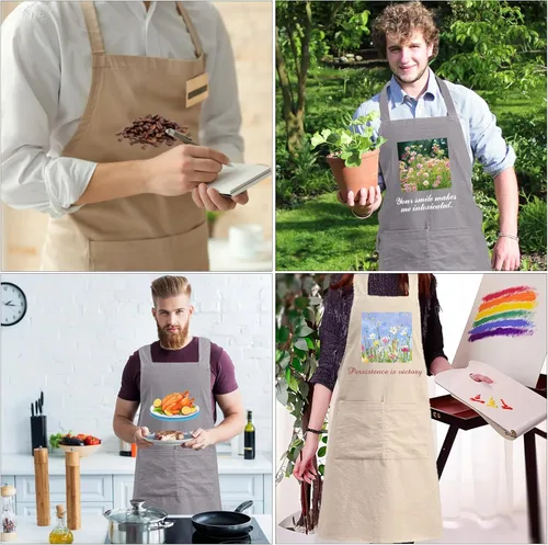 Vista 6 de Delantales personalizados para niños para cocinar, delantales personalizados para hombres, delantal de algodón y lino, regalo para mujeres