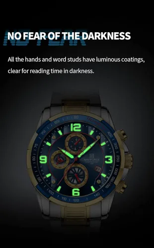 Vista 6 de NAVIFORCE Reloj analógico de cuarzo con cronógrafo para hombre con pulsera de acero inoxidable