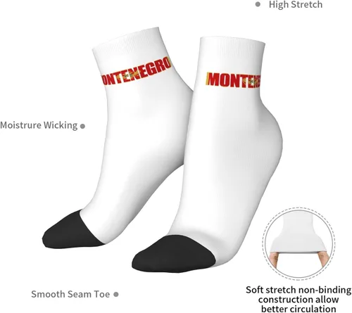 Vista 7 de GDJF Montenegro Flag Text Word Art Ankle Socks Winter Low Cut Sports Warm Breathable Comfort Casual Socks For Mens And Womens - 1