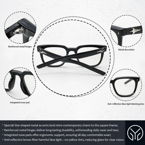 Vista 8 de Lentes cuadrados de moda para mujeres y hombres, lentes de bloqueo de luz azul de moda para computadora