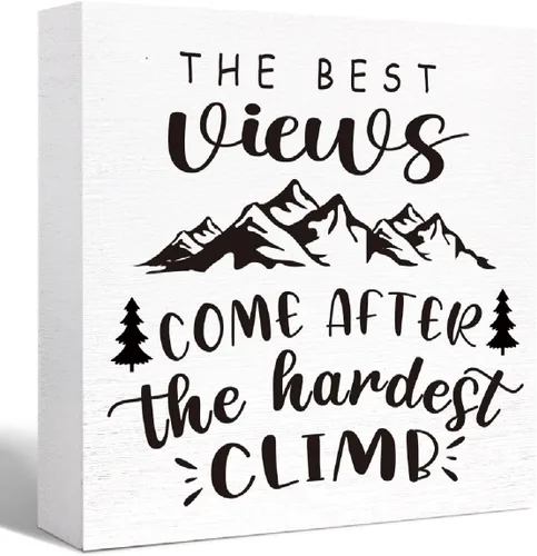 Vista 9 de Divertido letrero de madera para acampar con texto en inglés "Ain't No Mountain High Enough Bloque de madera para casa rodante, decoración