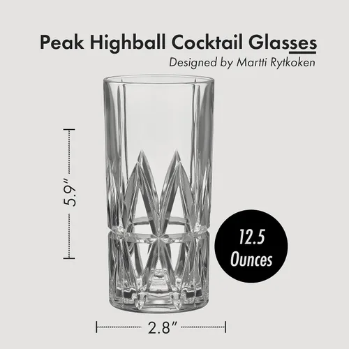 Vista 8 de Orrefors Juego de 4 vasos Peak Highball