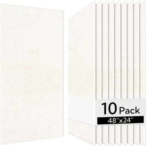 Vista 12 de Olanglab Paquete de 10 paneles acústicos de pared, 48 x 24 pulgadas por cada panel acústico, absorbentes de sonido, paneles de sonido decorativos