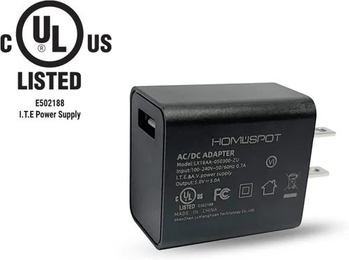 Vista 2 de Fuente de alimentación con certificación UL 5V3A con interruptor 2.5A 2A 1.5A 1.5A 1A Adaptador de CA de carga rápida con interruptor de encendido