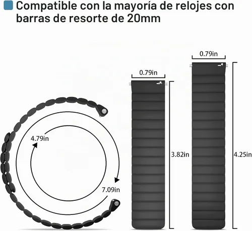 Vista 6 de Correa de reloj magnética, correa de reloj de silicona de 0.787 pulgadas, 0.866 pulgadas, correa de reloj inteligente, pulsera de liberación rápida