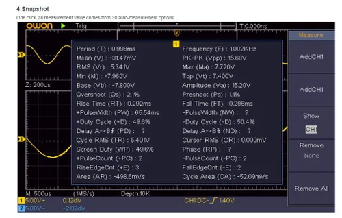 Vista 7 de Osciloscopio de almacenamiento digital OWON SDS1052 50 MHz, 2 canales, 500 MS/S