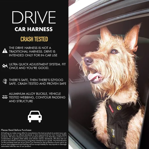 Vista 3 de EzyDog Arnés de coche Drive Dog, probado en choques y certificado, mediano