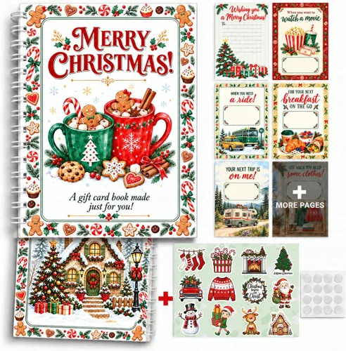 Vista 22 de Libro de tarjetas de Navidad de regalo para adultos, regalo vintage de Papá Papá Noel de Navidad