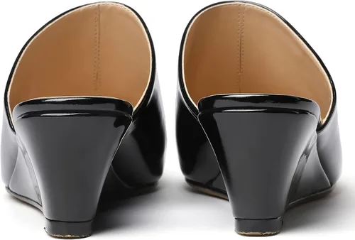 Vista 4 de MODENCOCO Zapatos de tacón bajo con cuña para mujer, cómodos zapatos de tacón bajo con cuña y puntera cuadrada de 2 pulgadas
