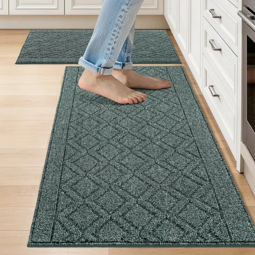 Vista 32 de COSY HOMEER Tapete de cocina antideslizantes, absorbentes para el piso, alfombra de cocina lavable, tapete de pie para fregadero, alfombra de Beige