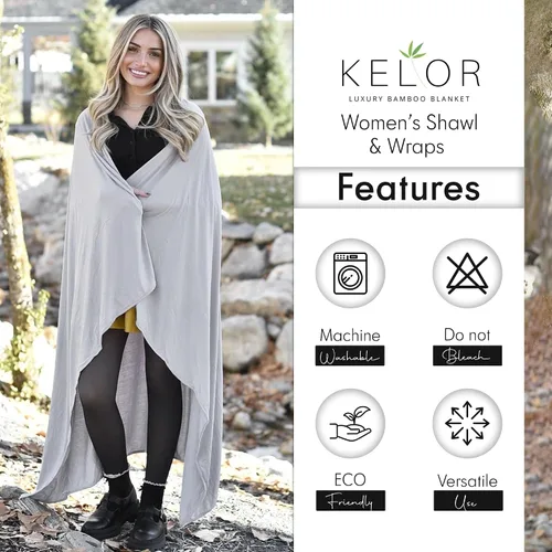 Vista 6 de K E L O R Luxury Cooling Travel Blanket - Stretchy, Lightweight Soft & Breathable Shawl Wraps for Women
