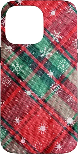 Vista 21 de Green Red Christmas Plaid Winter Snowflakes Case for iPhone 16
