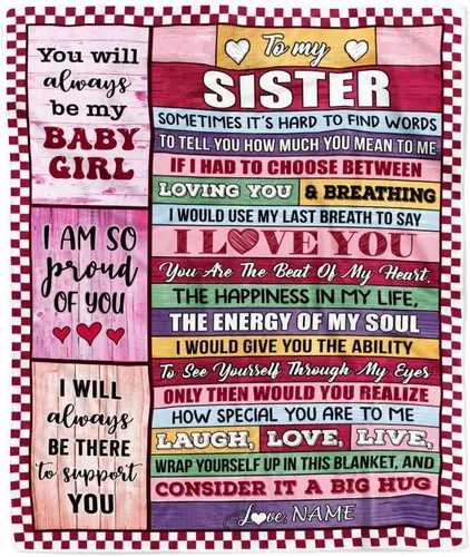 Vista 7 de Manta personalizada con texto en inglés «To My Sister from Sister Wood» No Matter Where Life Takes Us Soul Sister cumpleaños, Navidad, graduación