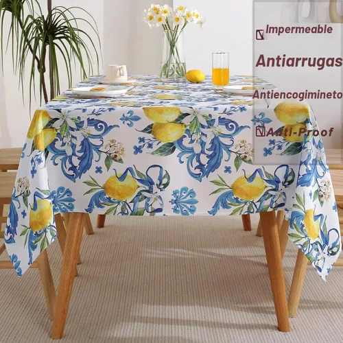 Vista 3 de SASTYBALE - Mantel rectangular de 52 x 70 pulgadas, color limón de verano