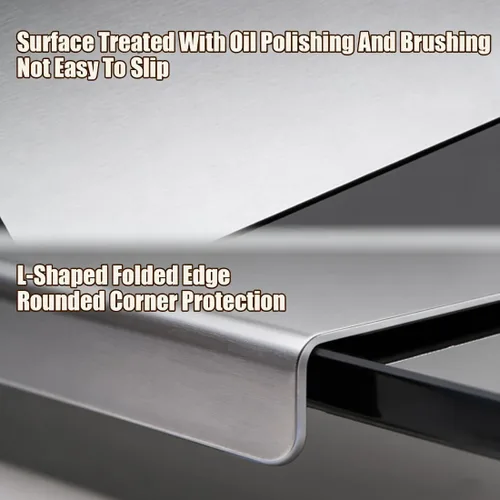 Vista 5 de Tabla de cortar de acero inoxidable con labio, tablas de cortar grandes de acero inoxidable para cocina, tabla de cortar de metal de grado