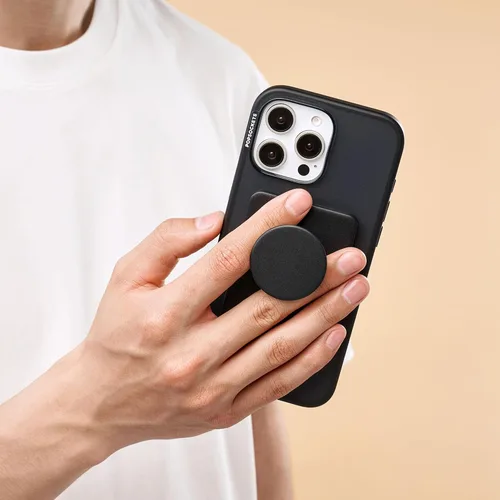 Vista 6 de Cartera para teléfono PopSockets con patada expandible, tarjetero para teléfono - Negro