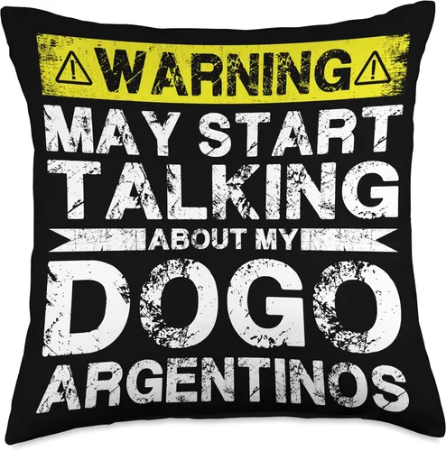 Vista 4 de Warning May Start Talking About My Dogo Argentinos Throw Pillow