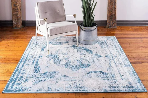 Vista 199 de Unique Loom Sofia Collection - Alfombra de área - Salle Garnier (3' 3" x 5' 3" Rectángulo, Turquesa/Azul)