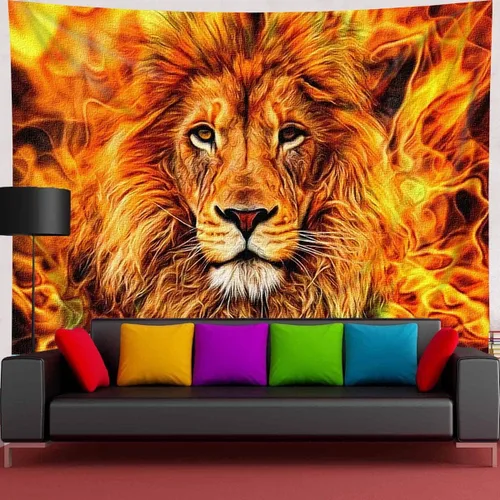 Vista 10 de Rasta Lion of Judah - Tapiz con cabeza de llama, 60 x 40 pulgadas, para colgar en la pared, decoración del hogar Burning Flame Rasta Lion of Judah