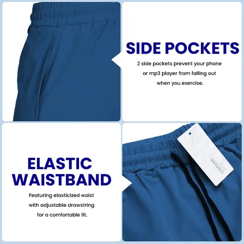 Vista 5 de COOFANDY - Paquete de 2pantalones cortos de entrenamiento para hombre, diseño con bolsillos, de secado rápido, para fisicoculturismo, levantamiento