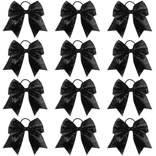 Vista 9 de 18 PCS 8" Large American Flag Cheer Hair Bows Ponytail Holder Elastic Band Handmade for Cheerleaders Teen Girls College Sports
