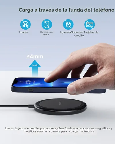 Vista 5 de COKOEYE Cargador inalámbrico, almohadilla de carga inalámbrica rápida de 15 W, paquete de 2 unidades compatible con iPhone 17/17 Air/17 Pro/17 Pro