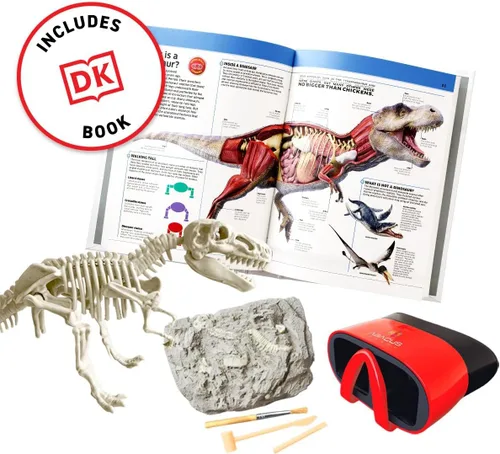 Vista 3 de Abacus Brands Caja de regalo de dinosaurios de realidad virtual, libro interactivo ilustrado de realidad virtual y juego de actividades
