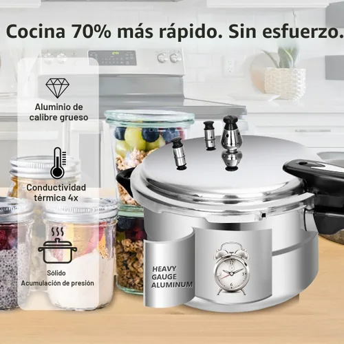 Vista 2 de Olla a presión Fulgutonit de 5.3 cuartos 10 Psi Induction Compatible Pressure Canner w/ Multiple Pressure Control & Protection, Canning Rack