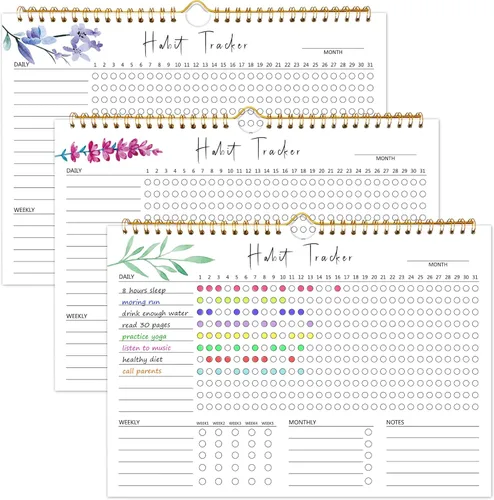 Vista 9 de Calendario de seguimiento de hábitos – 12 meses sin fecha, seguimiento diario de objetivos y hábitos, planificador de hábitos con encuadernación