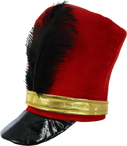 Vista 7 de Disfraz de sombrero de soldado de banda mayor o de juguete, rojo y negro, talla única