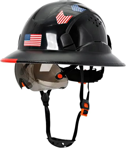Vista 11 de Cascos De Construcción de ala completa Cascos de seguridad aprobados por OSHA con visera transparente - Casco de seguridad de construcción ventilado