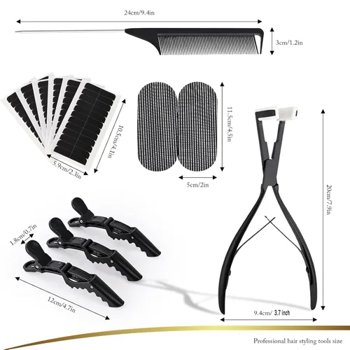 Vista 8 de EHDIS Kit de herramientas de extensiones de cabello, alicates de sellado de cabello, herramientas de extensión de cabello de superficie plana