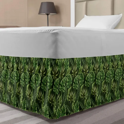 Vista 36 de Lunarable Falda de cama elástica de trébol, tréboles de cultura irlandesa con temática del día de San Patricio, 4 hojas, falda de cama de tela