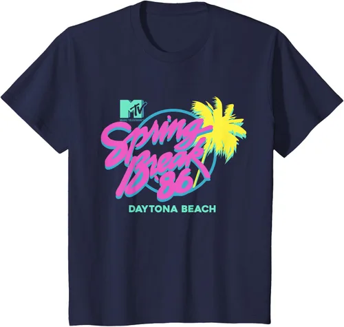 Vista 40 de MTV Camiseta de cuello redondo de ajuste clásico - Spring Break Daytona Beach, negro, adulto, manga corta, algodón y poliéster
