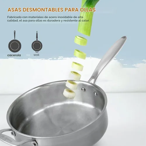 Vista 6 de Luxshiny Asa de cacerola de repuesto de acero inoxidable con mango de baquelita, mango de olla de baquelita, accesorios de utensilios de cocina